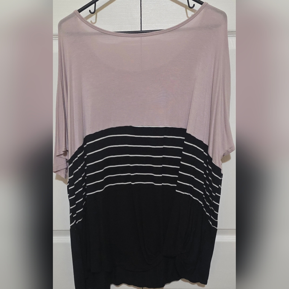 Elegant Black and Pink Striped Women's Blouse